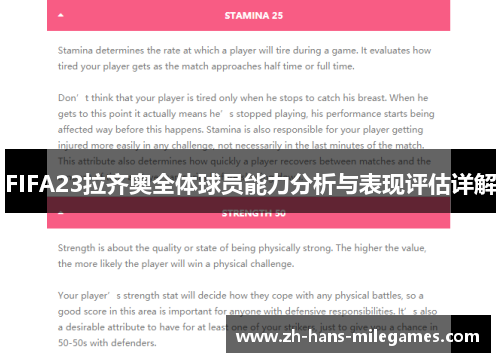 FIFA23拉齐奥全体球员能力分析与表现评估详解